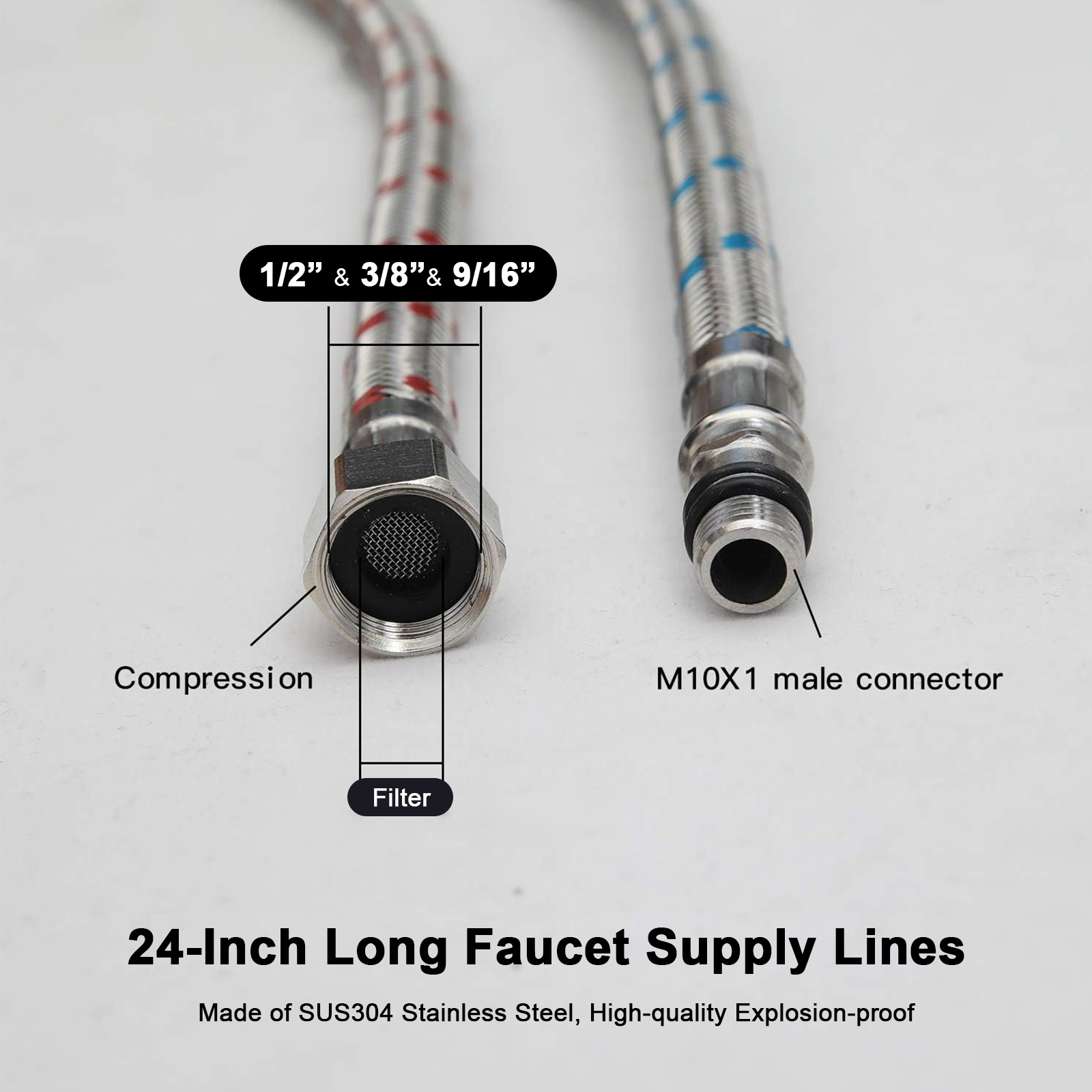 2 Piece 24-Inch Long Faucet Co - Flexible Hose Braided recension och pris
