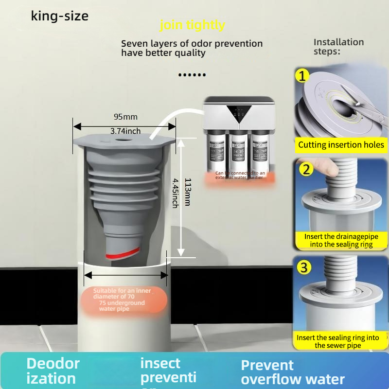Silicone Bathroom Sewer Seal R - Drain Pipe Clip recension och pris