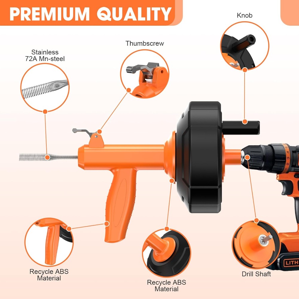 25ft Drain Snake with Drill At - Drain Snake Flexible recension och pris