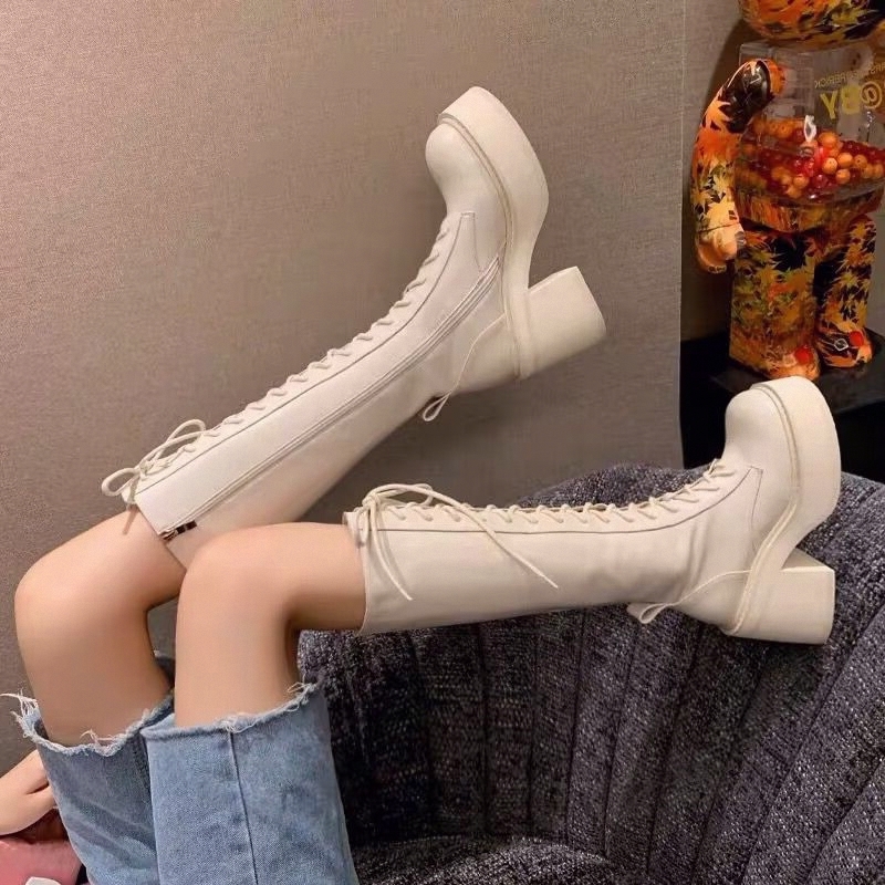 White  Boots Thick Bottom High - Pipe Bending Spring recension och pris